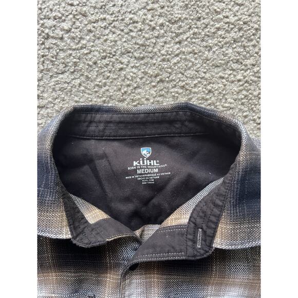 Kuhl The Law Flannel Shirt Brown Plaid Long Sleeve Button Down Men's Medium READ - Picture 3 of 9